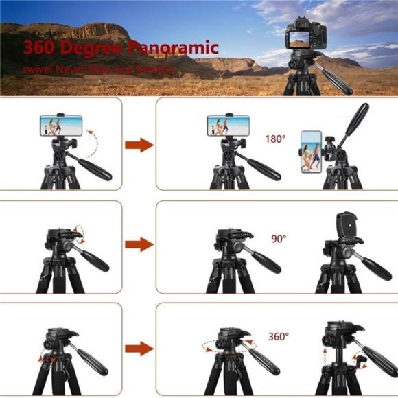 75" Camera Tripod, Aluminum Tripod, Travel Tripod with Wireless Remote - Picture 4 of 7